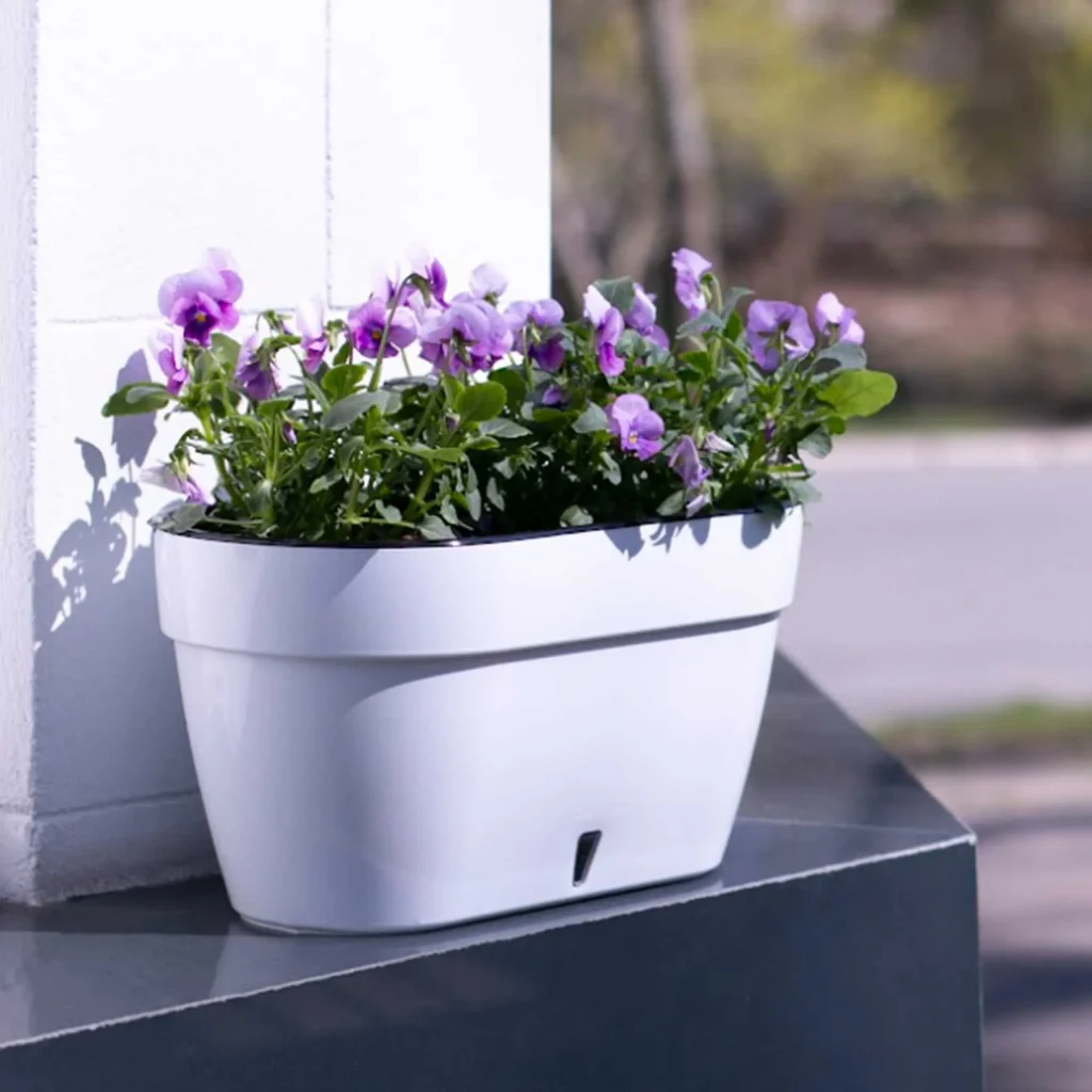 <p>This recycled plastic Flower Pot is easy and comfortable to use, easy to clean and retains moisture for a relatively long period of time. It’s made with UV-resistant materials and won’t leak water. These pots do not have drainage holes and are not recommended for outdoor use where excessive rain is likely.</p>